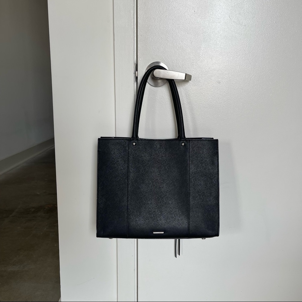 Rebecca Minkoff Medium Mab Oil Malaga Leather Black Shoulder Bag Tote - Picture 2 of 16